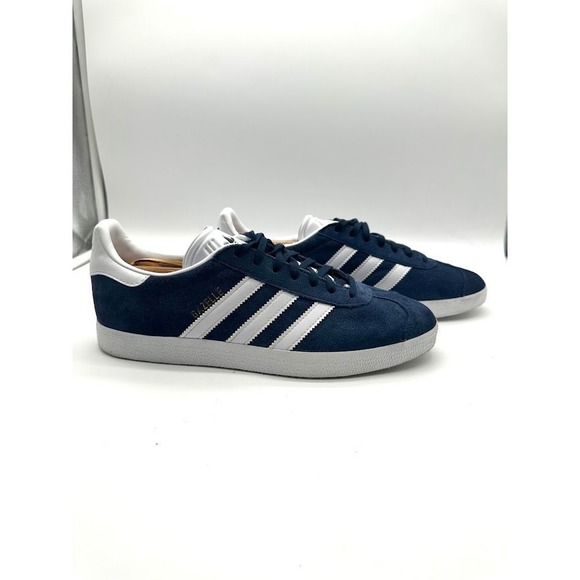 Adidas Gazelle Navy White Suede Sneakers Men Size 9 Classic Casual Shoes - Picture 6 of 9